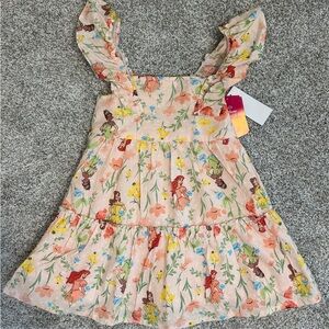 Disney Princess pink peach Floral Kids‎ Dress with Ruffle Sleeves size 4T new